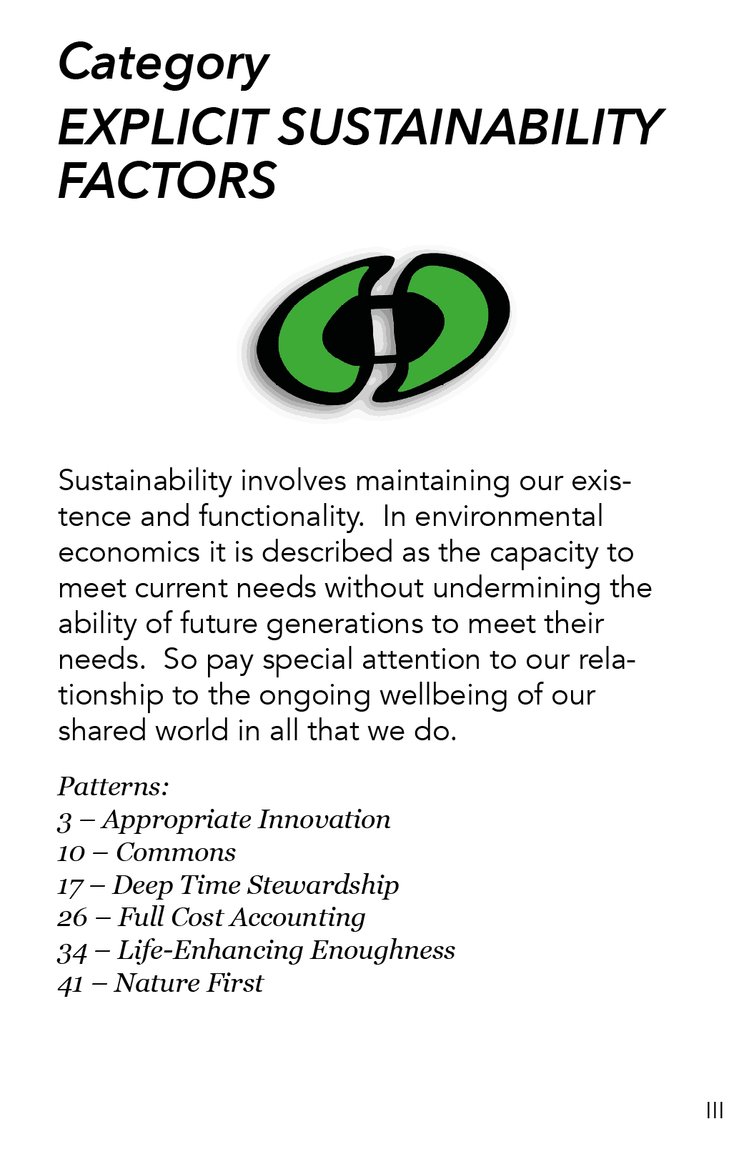 Category Card Explicit Sustainibility Factors